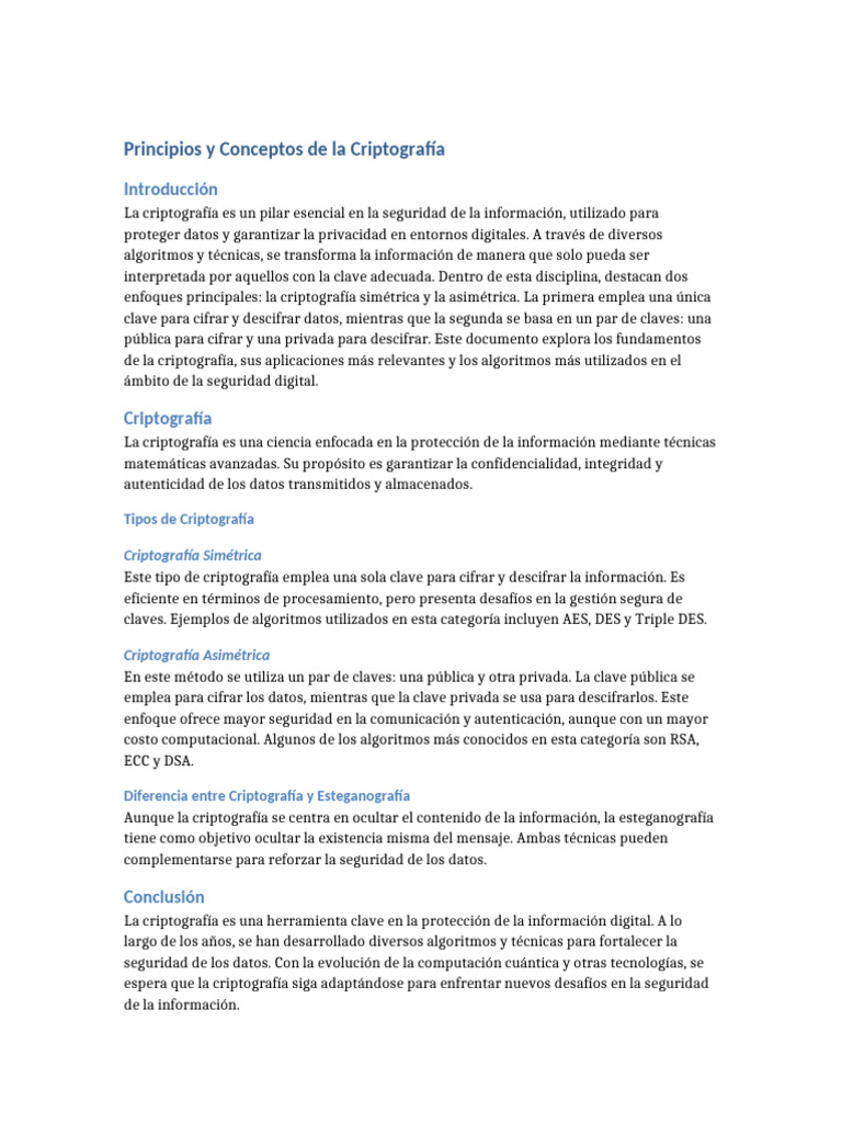 Principios Criptografia Pdf Clave Criptografía Criptografía
