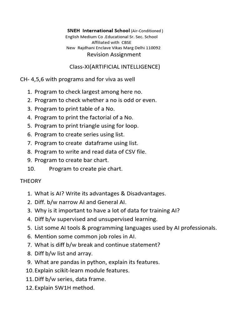 AI Programming and Theory for Class XI | PDF