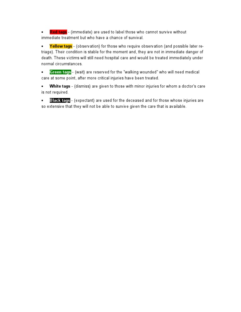 Color Code of Triage PDF