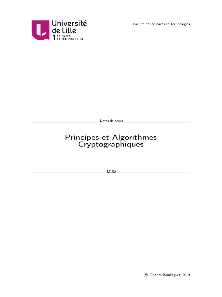 Principes et Algorithmes Cryptographiques | PDF | Cryptographie | Mot ...
