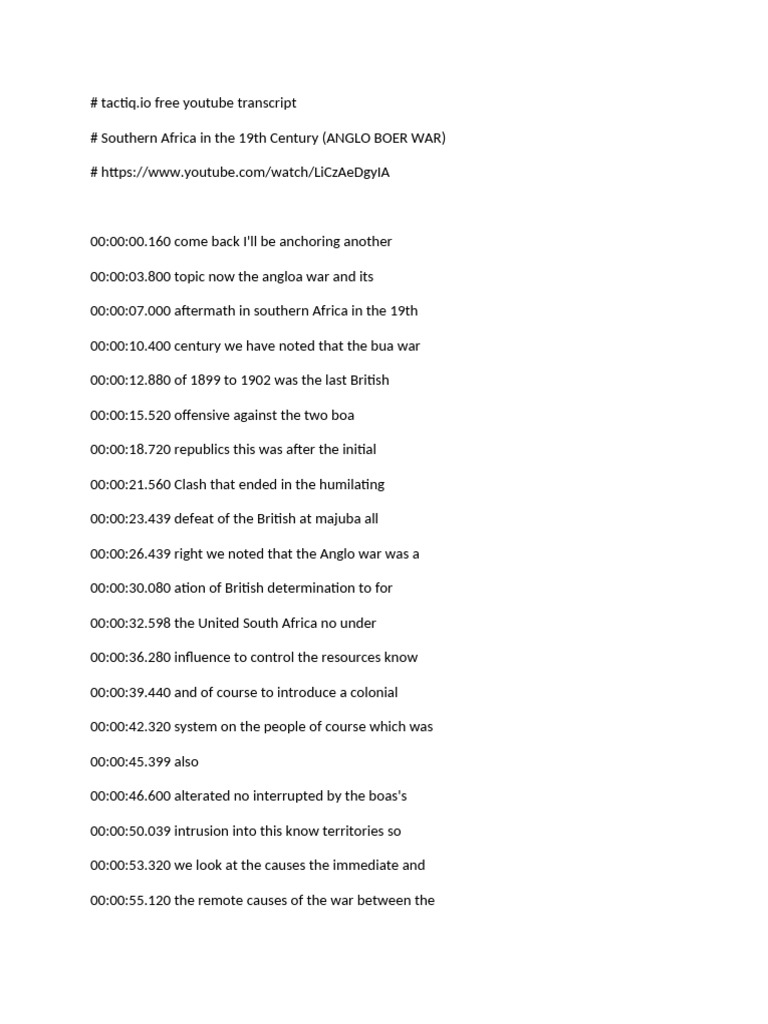Anglo-Boer War (Transcript) | PDF | British Empire | Orange Free State