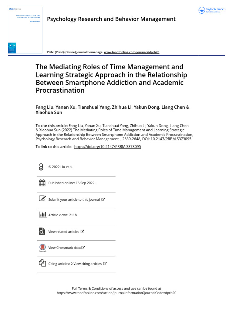 The Mediating Roles of Time Management and Learning Strategic Approach ...