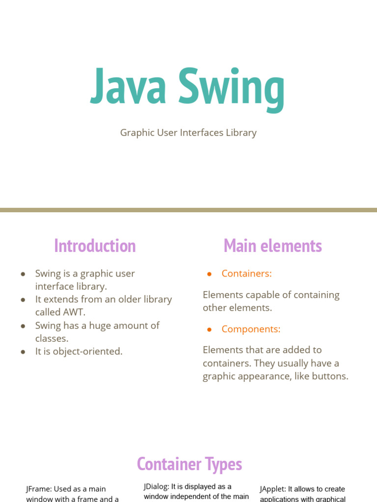 Swing components | PDF | Window (Computing) | Software Development