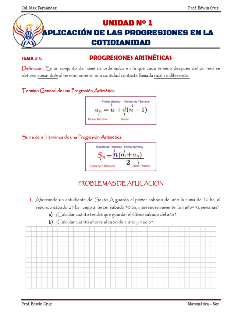 Progresiones Aritméticas en Problemas Cotidianos | PDF