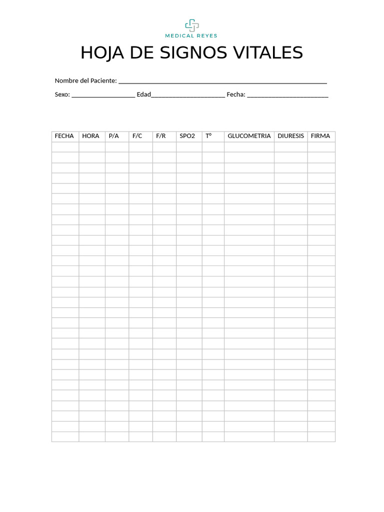Registro de Signos Vitales del Paciente | PDF