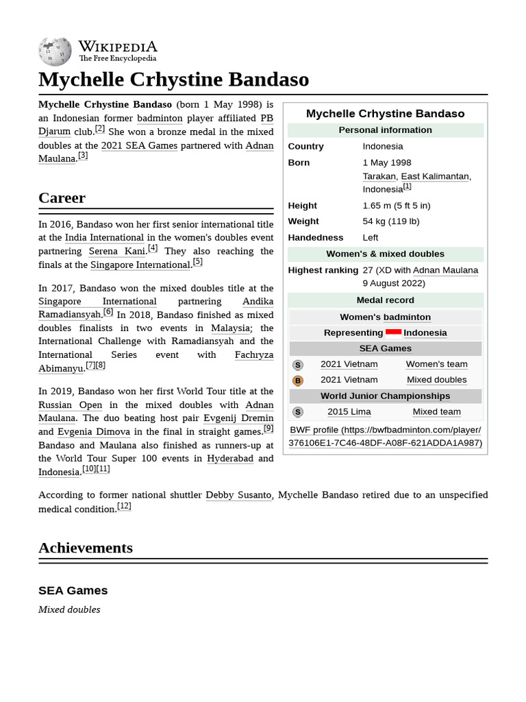 Mychelle Bandaso: Indonesian Badminton Star | PDF | Sports Competitions