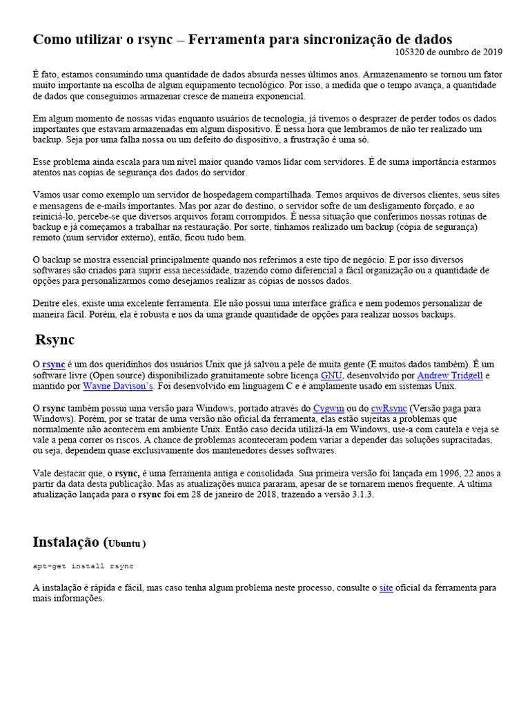 Guia Completo do Rsync para Backup | PDF | Cópia de segurança | Cápsula ...