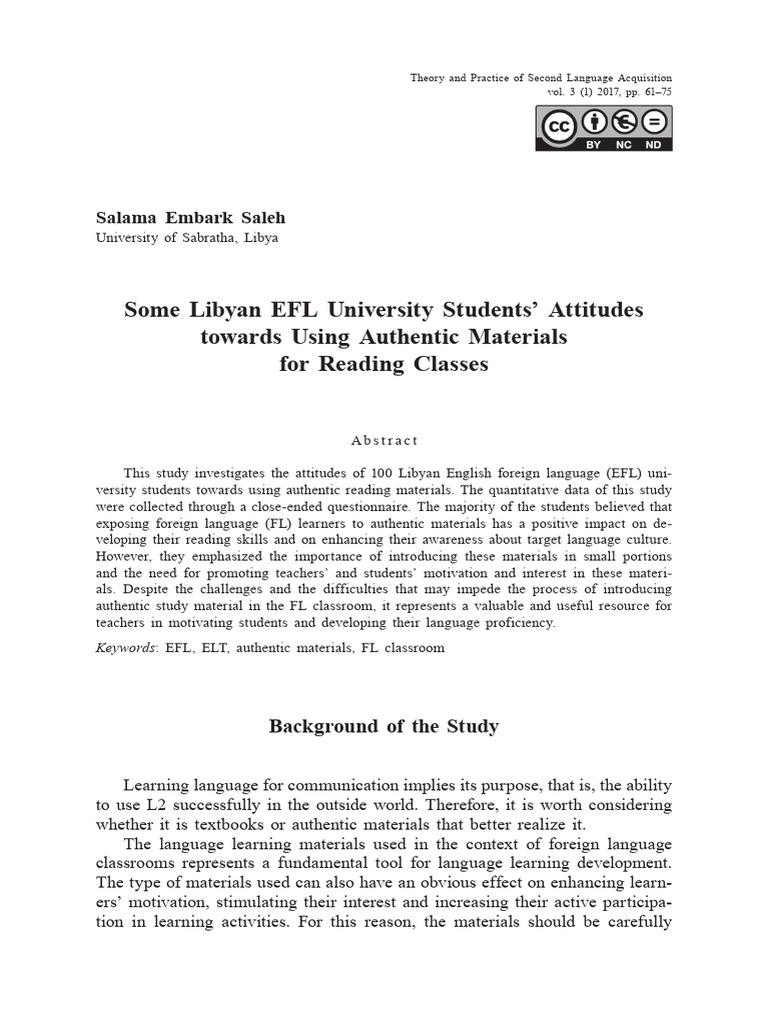 Some Libya EFL University Students Attit | PDF | Second Language ...