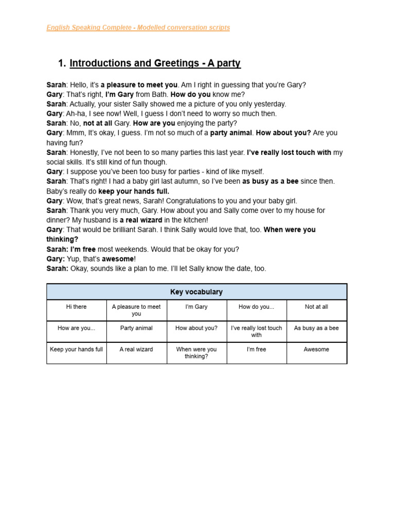 19 Modelled Conversation Script 1 | PDF