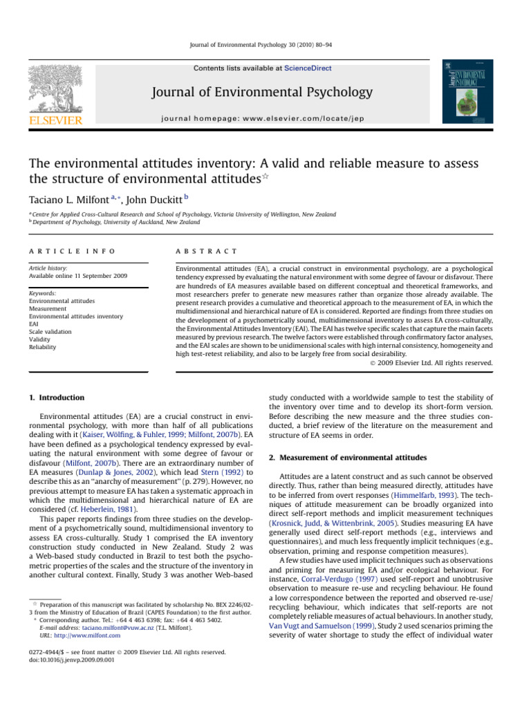 Environmental Attitudes Inventory Validation | PDF | Attitude ...