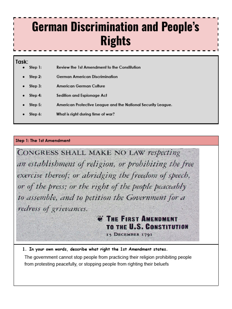 German Discrimination and Civil Rights | PDF | First Amendment To The ...
