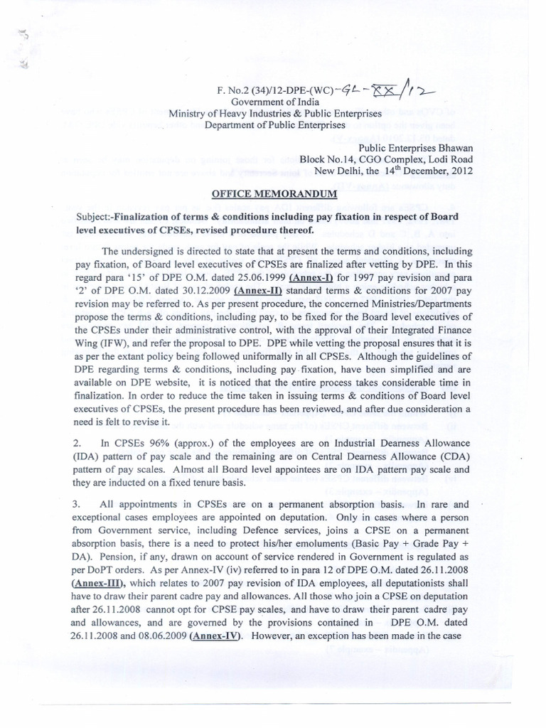 CPSE Board Executive Pay Guidelines | PDF | Employment Compensation ...