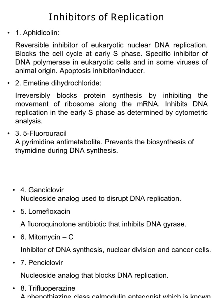 DNA Replication Inhibitors Overview | PDF