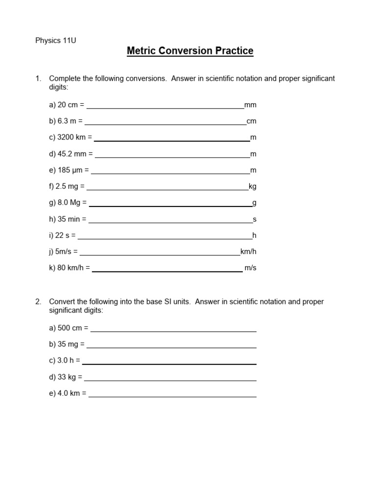 Metric Conversion Practice | PDF