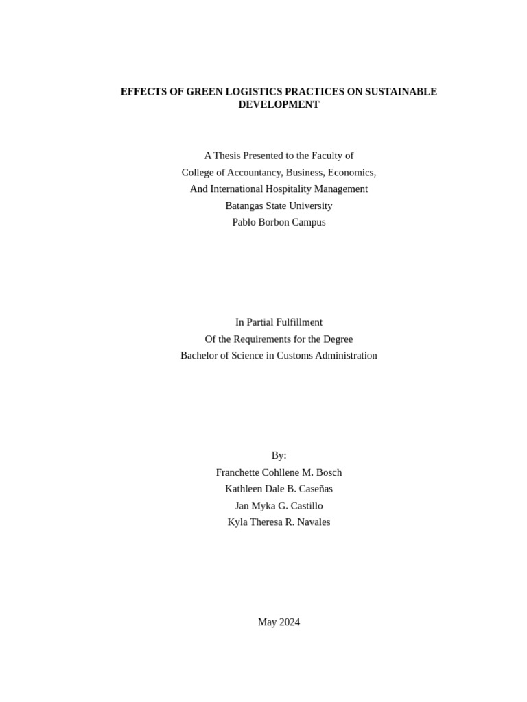 Green Logistics and Sustainable Development | PDF | Sustainability ...