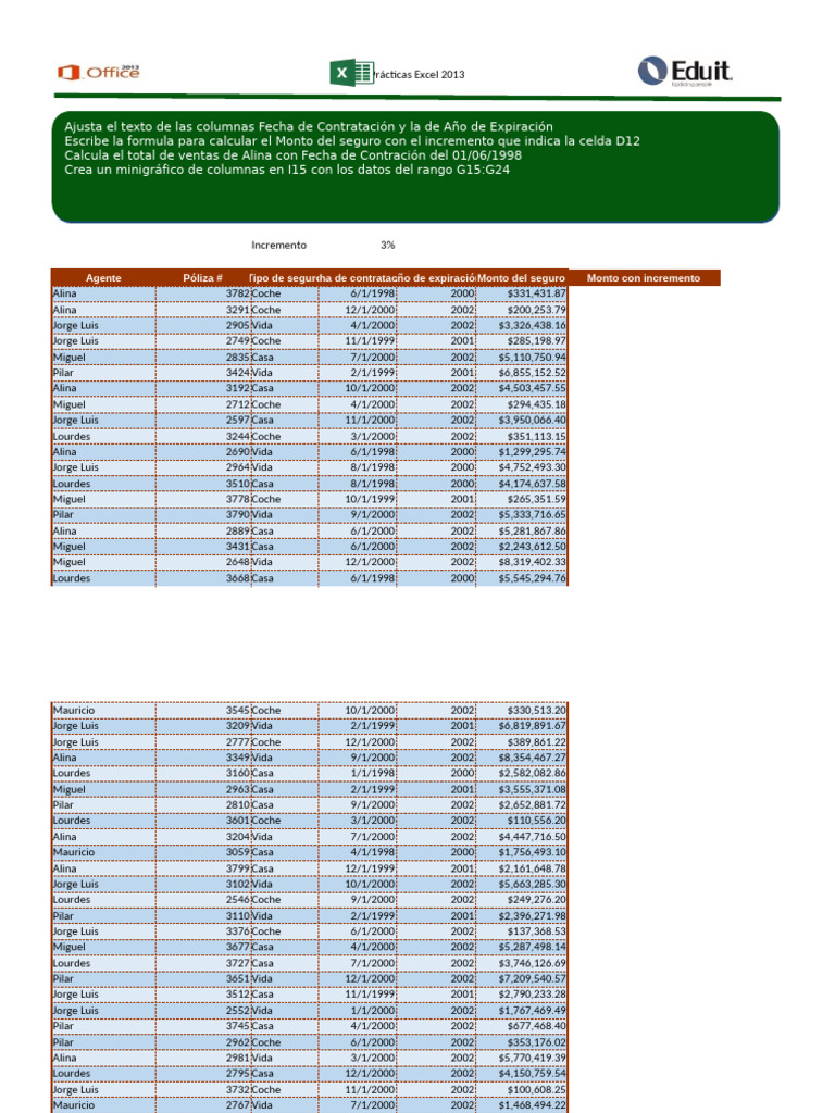 Prácticas de Excel para Seguros | PDF | Seguro | Riesgo financiero