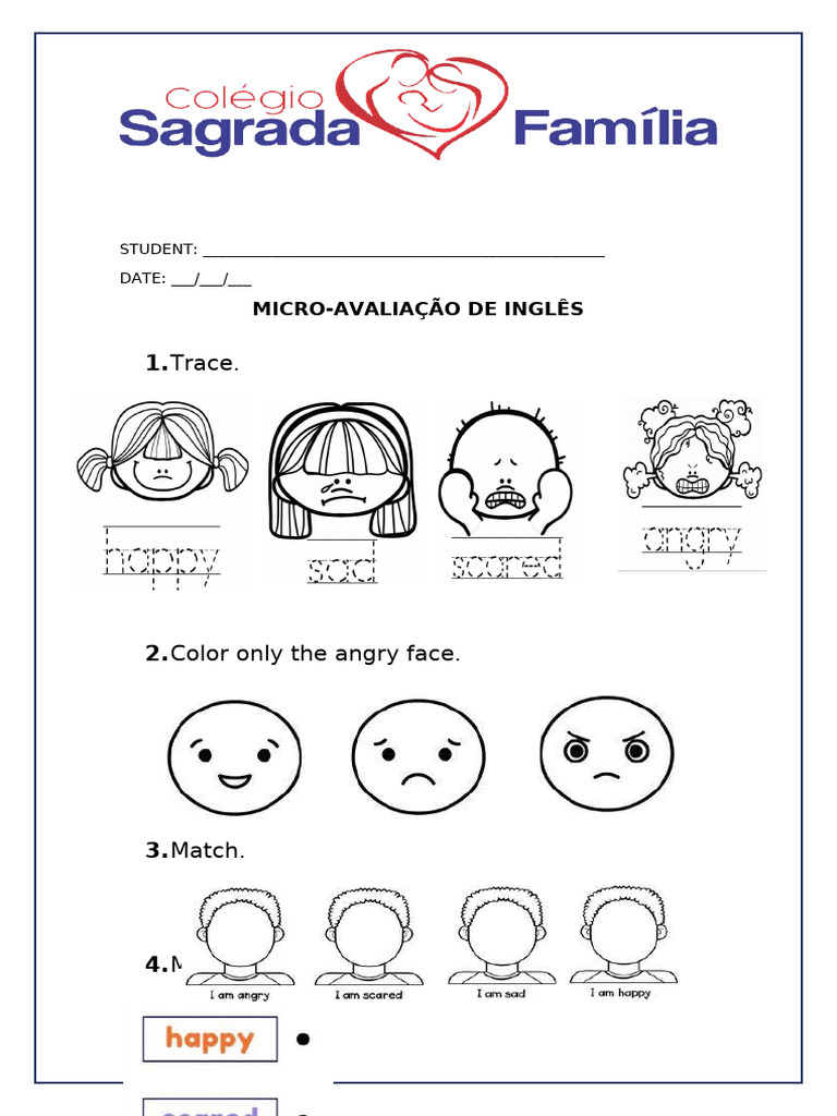 Micro-Avaliação de Inglês 1° Ano | PDF