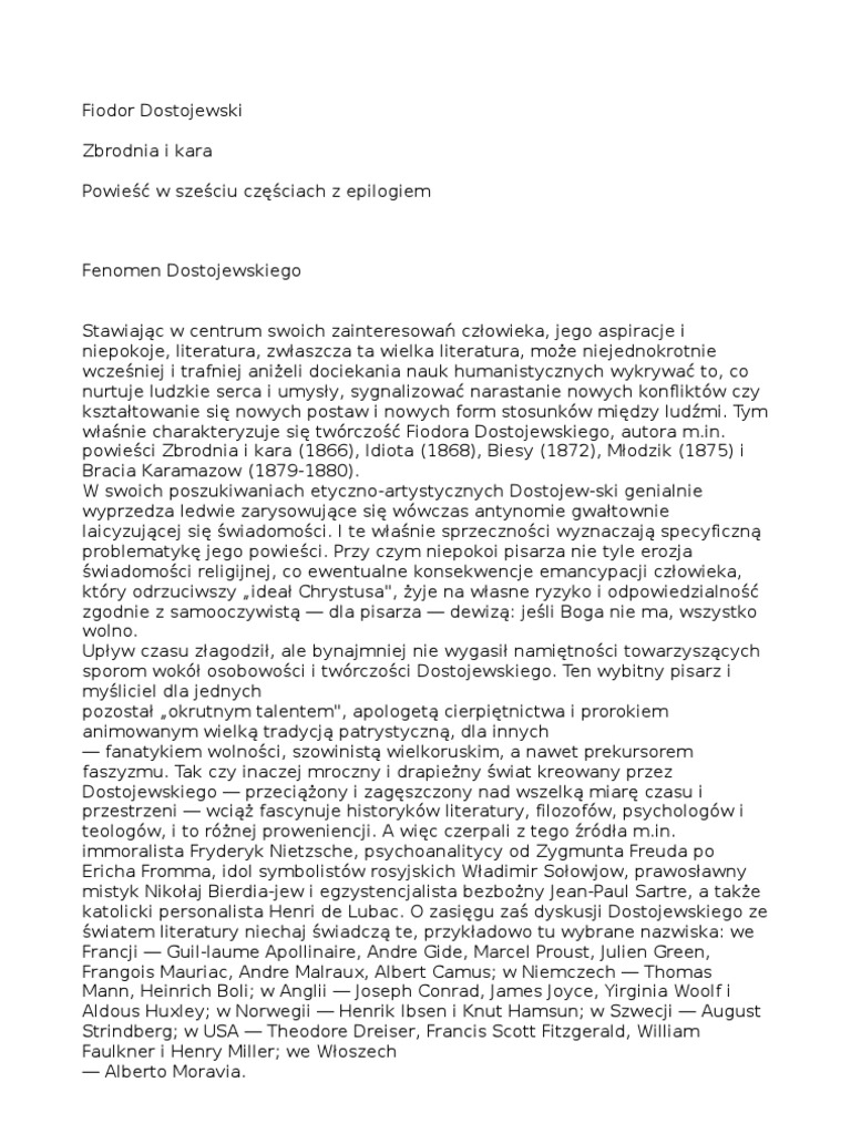 Zbrodnia I Kara Pdf Wolne Lektury
