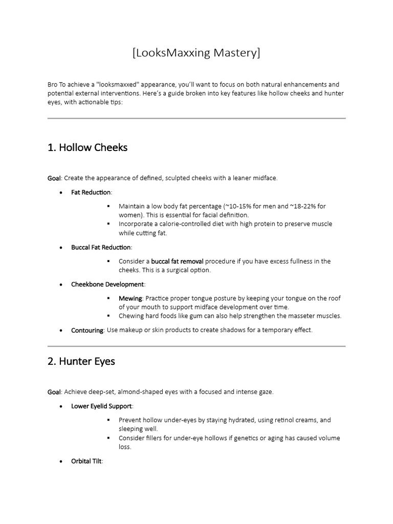 Zeta LooksMaxxing Guide: Master Your Appearance | PDF | Skin Care | Face
