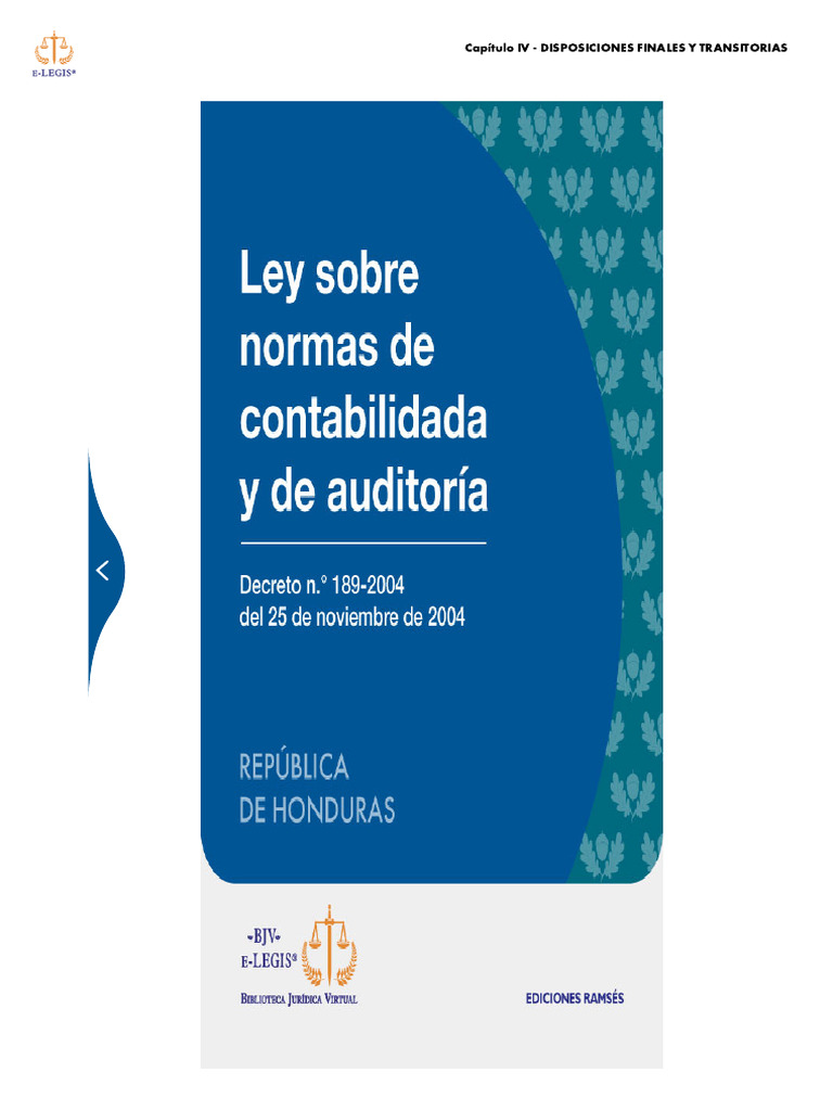 Ley de Contabilidad y Auditoría HN | PDF | Contabilidad | Auditoría