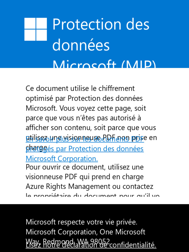 Protection des données Microsoft MIP | PDF