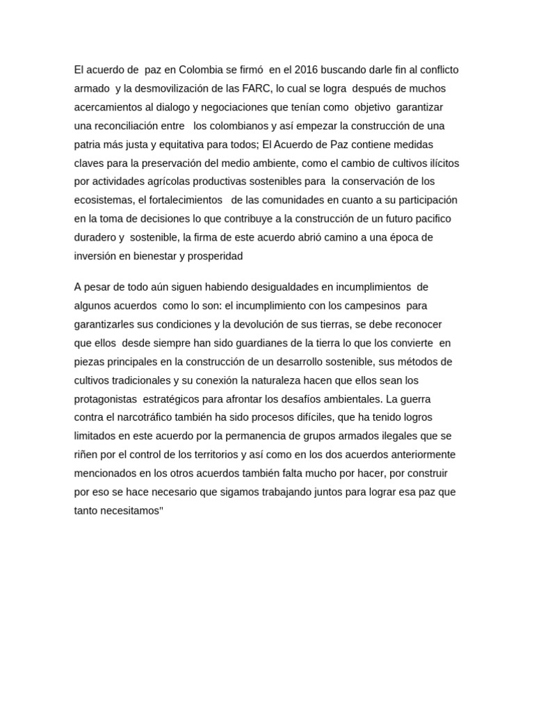 Acuerdo de Paz en Colombia: Retos y Oportunidades | PDF