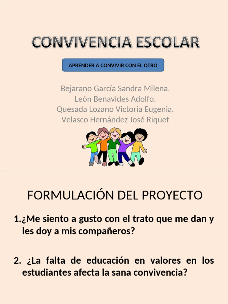 Proyecto de Convivencia Escolar y Valores | PDF | Maestros | Aprendizaje