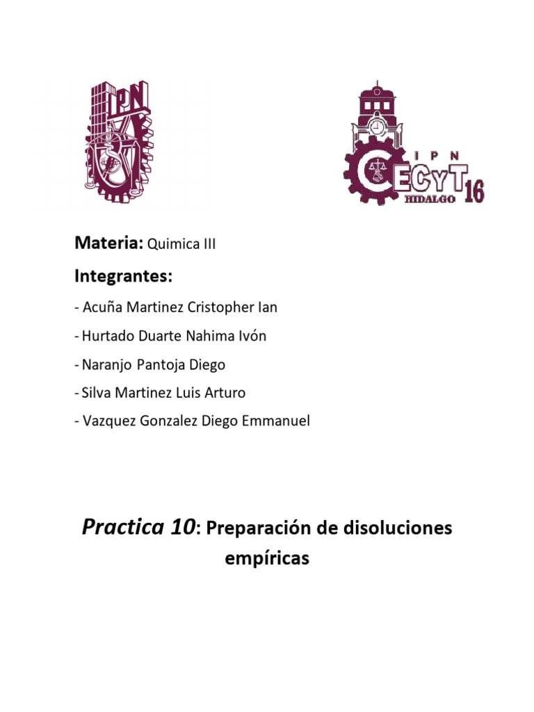 Practica 10 | PDF | Concentración | Ciencias fisicas