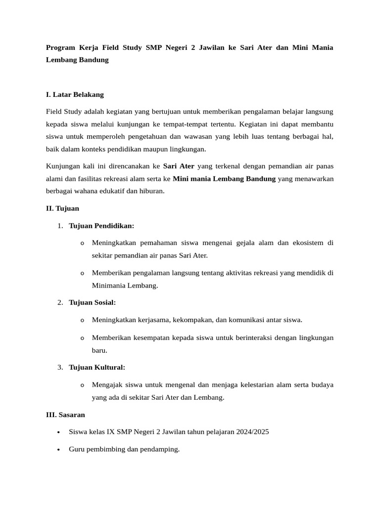 Field Study SMP 2 Jawilan 2025 | PDF