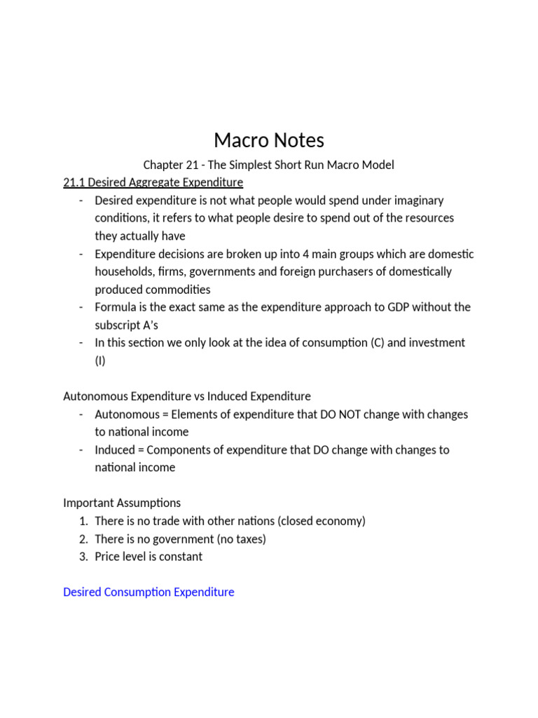 Macro Notes | PDF | Consumption (Economics) | Interest