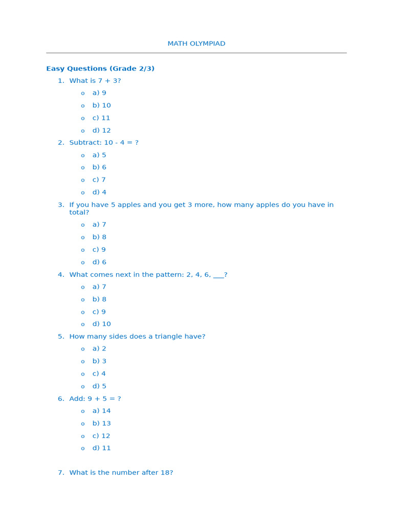 MATH OLYMPIAD Questions 1 | PDF | Euclidean Plane Geometry | Geometric ...