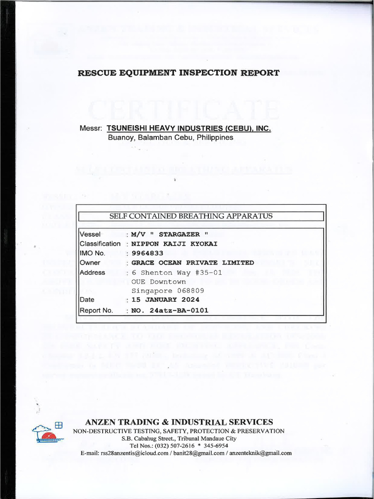 Rescue Equipment Inspection Report | PDF