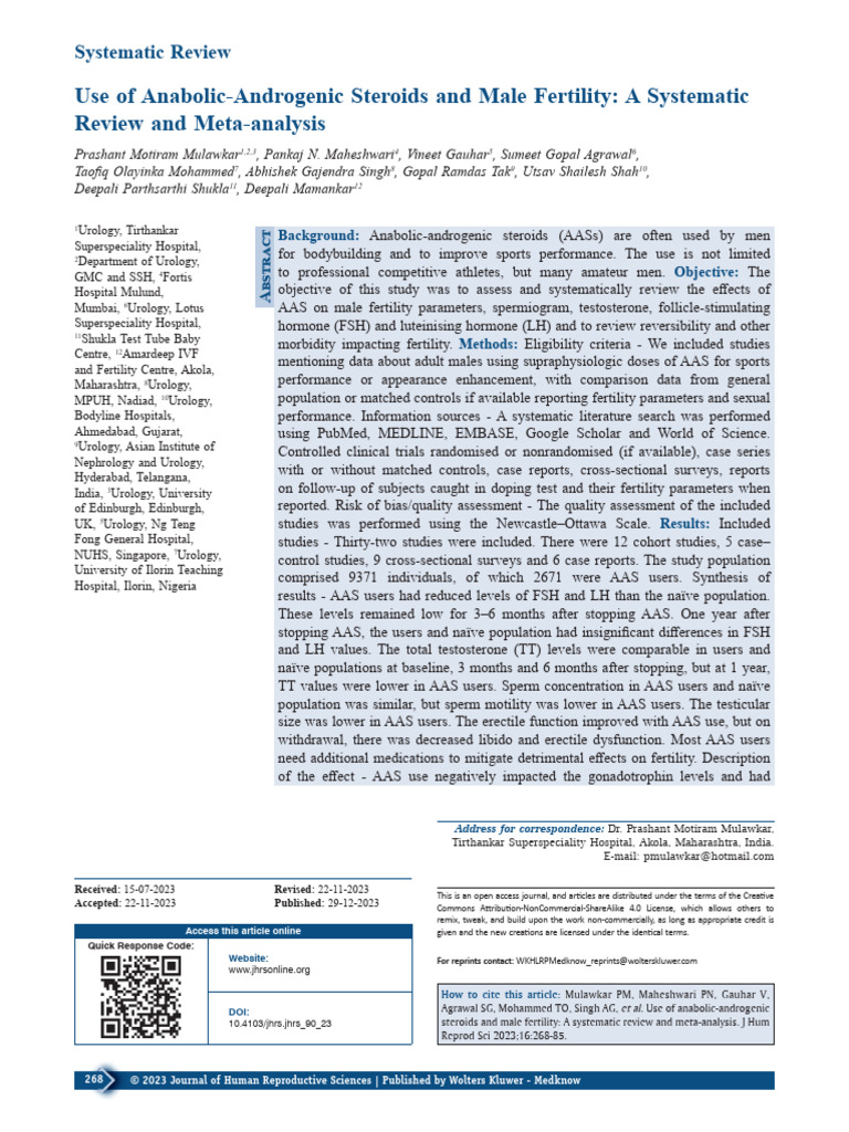AAS Use and Male Fertility Review | PDF | Luteinizing Hormone | Medical ...