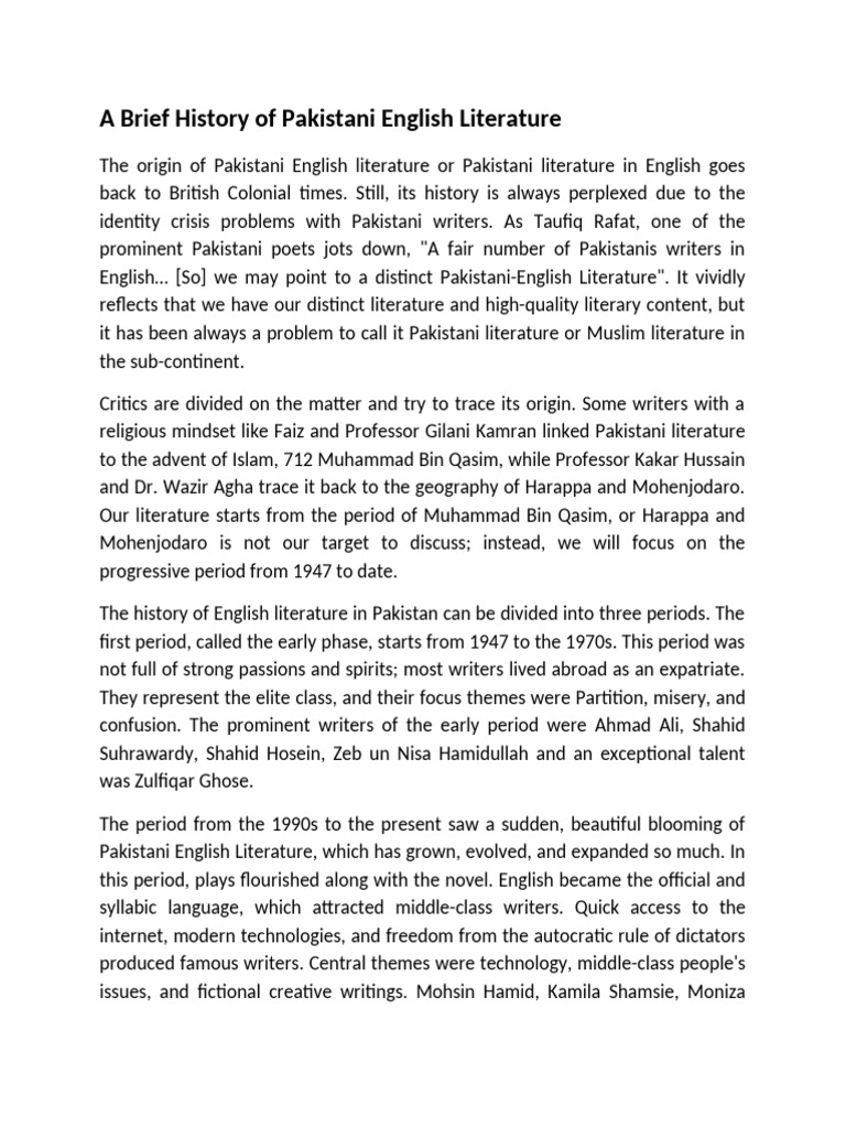 A Brief History of Pakistani Eng Lit. | PDF | Pakistan | Poetry