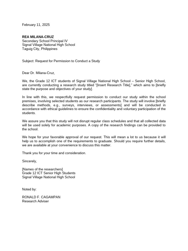 Request to Conduct Student Research Study | PDF