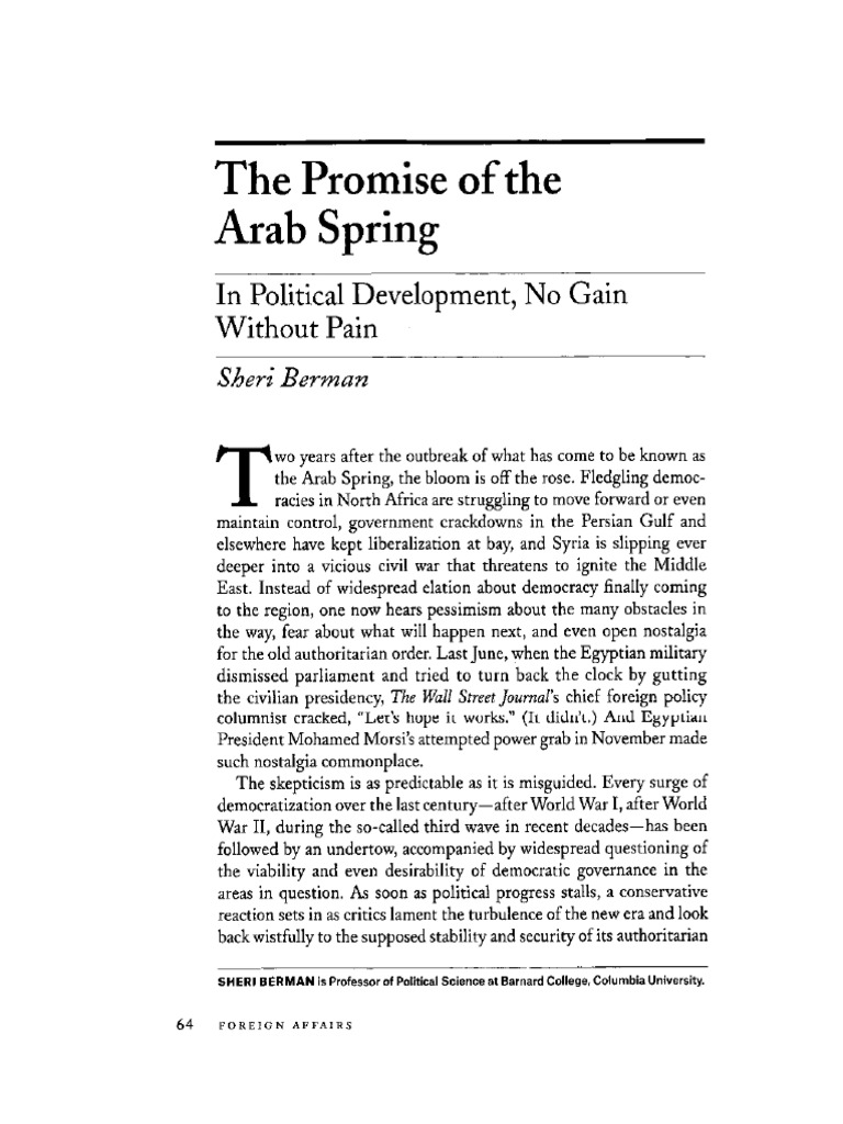 Berman - Promise Arab Spring - FA | PDF