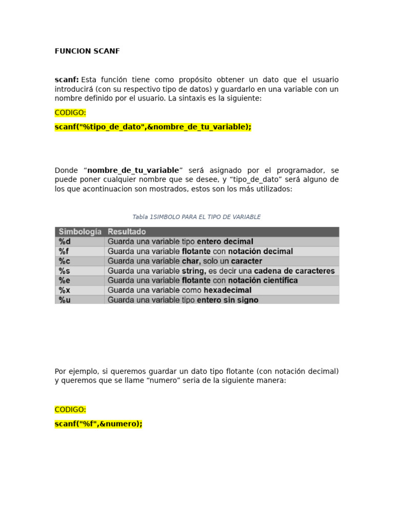 Uso de la función scanf en C++ | PDF