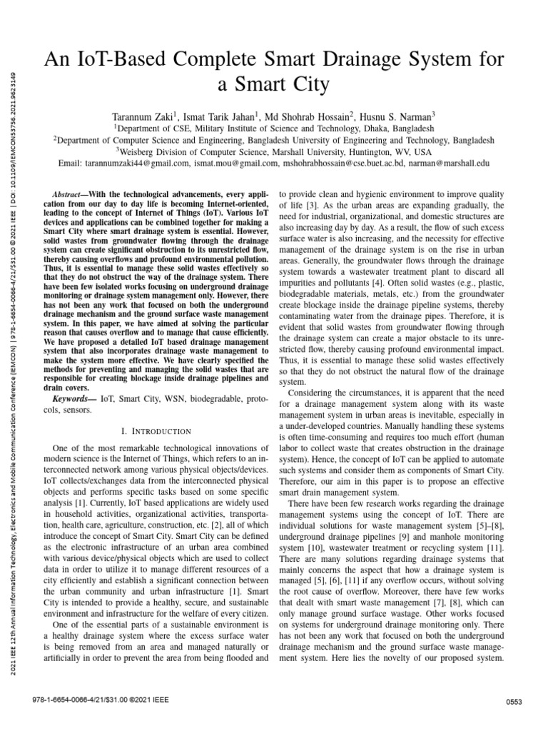 IoT-Enabled Smart Drainage Management | PDF | Internet Of Things | Drainage