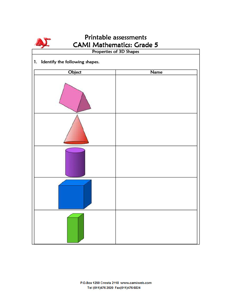 Grade 5 Properties of 3D Shapes | PDF