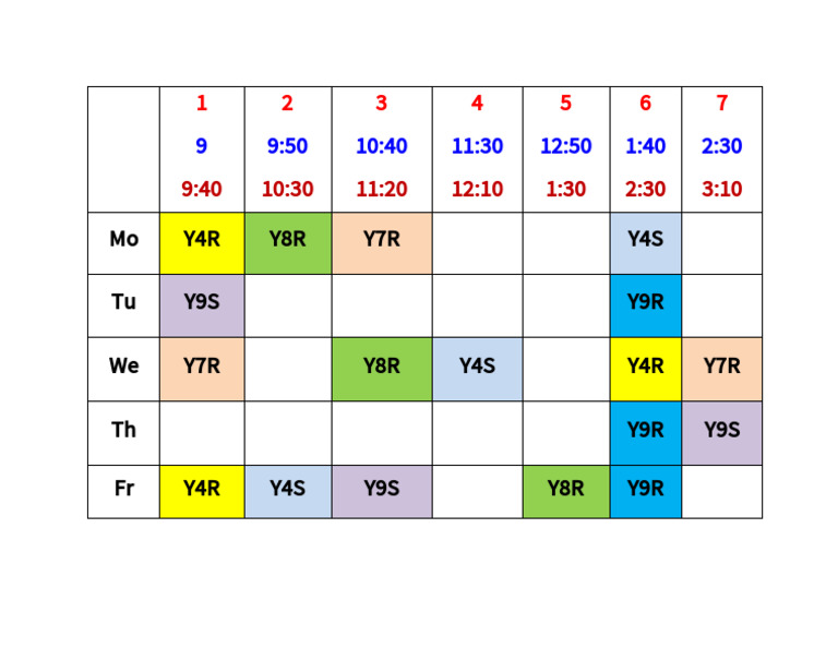Weekly Class Schedule Overview | PDF
