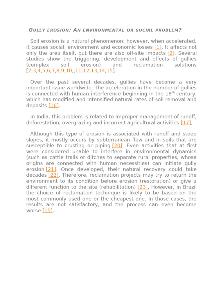 Gully Erosion and Its Local Impact | PDF | Erosion | Surface Runoff
