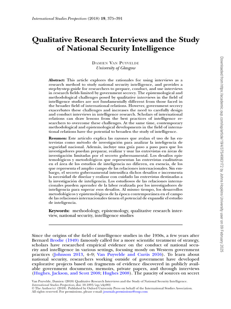 Qualitative Research Interviews and The Study of National Security ...