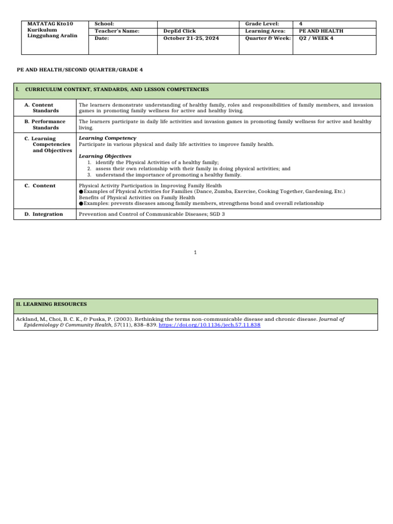 PE and Health Week 4: Family Wellness | PDF | Infection | Medical ...