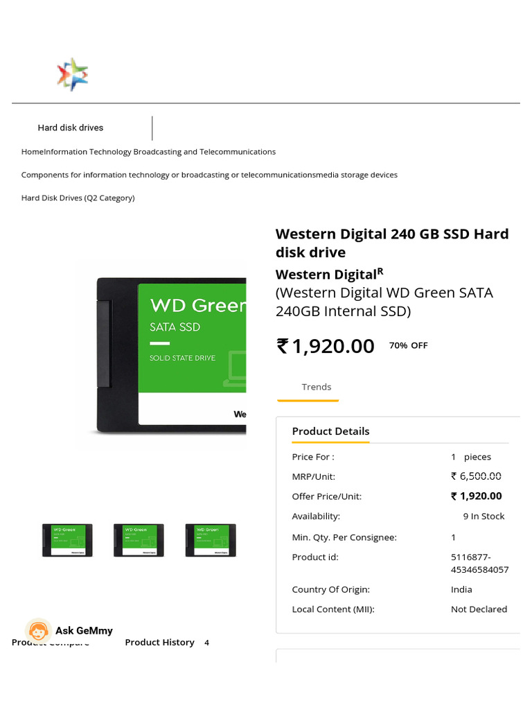 Western Digital SSD 240GB Details | PDF | Solid State Drive | Hard Disk ...