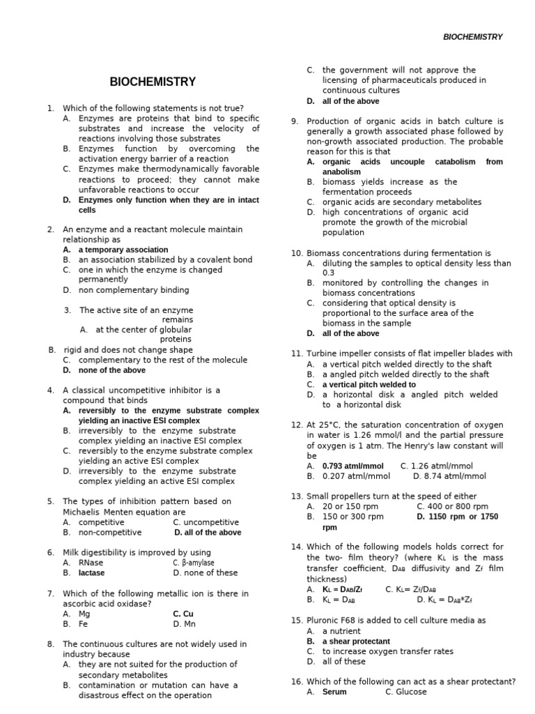 Key Concepts in Biochemistry and Enzyme Function | PDF | Enzyme ...