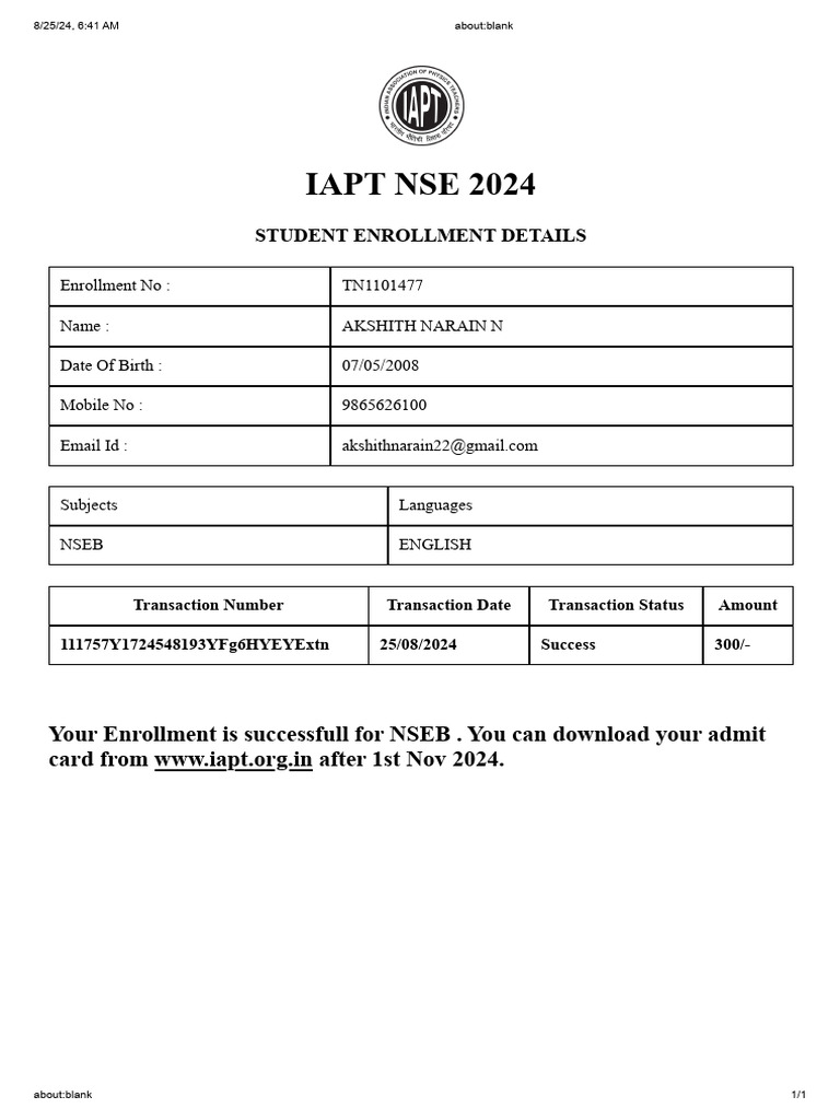 NSEB Registration Form | PDF