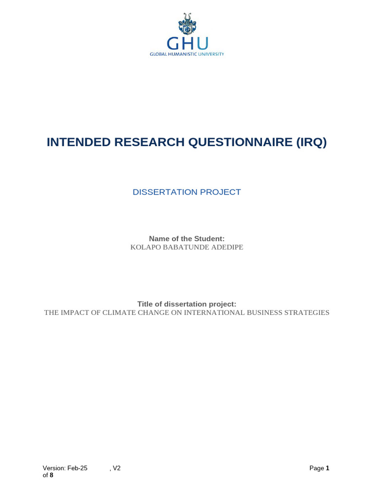 Intended Research Questionnaire 2 | PDF | Quantitative Research | Science