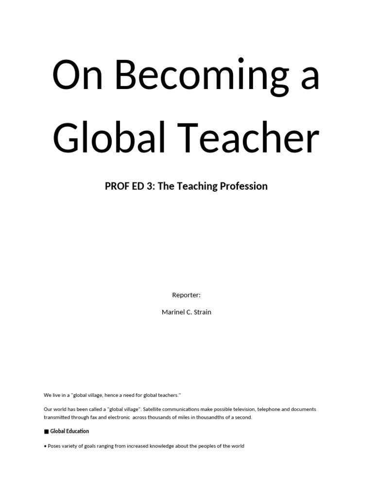 On Becoming A Global Teacher Strain | PDF | Curriculum | Literacy
