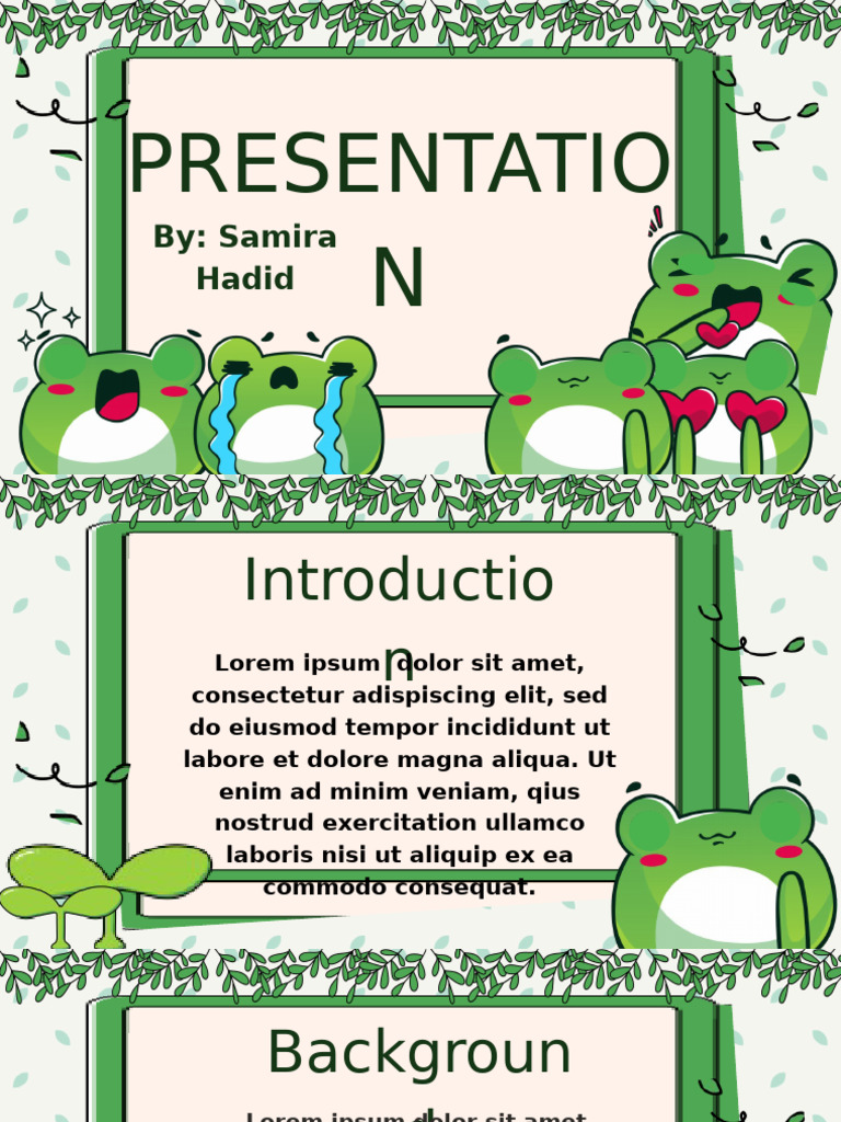 Green White Cute Frog Illustrative Presentation | PDF