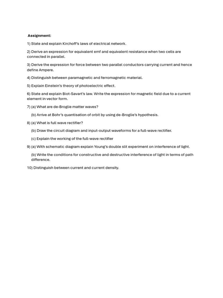 Physics assignment pdf